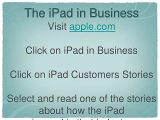 The iPad in Business