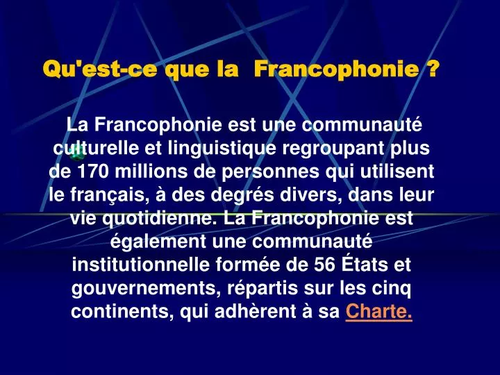 qu est ce que la francophonie