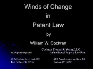 Winds of Change in Patent Law