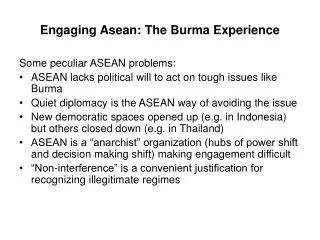 Engaging Asean: The Burma Experience