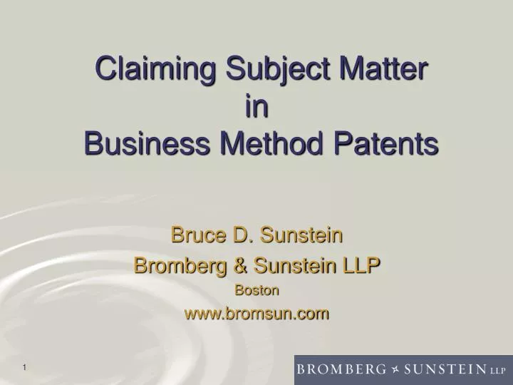 claiming subject matter in business method patents