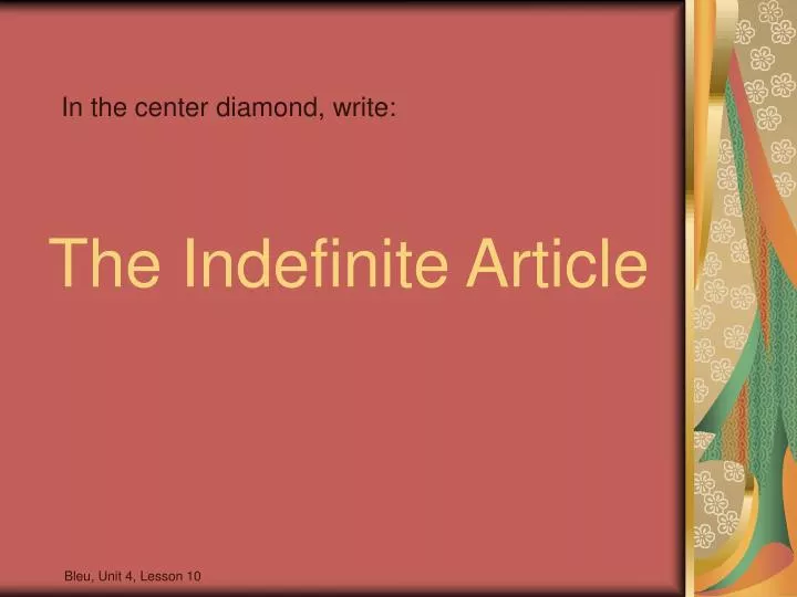 the indefinite article