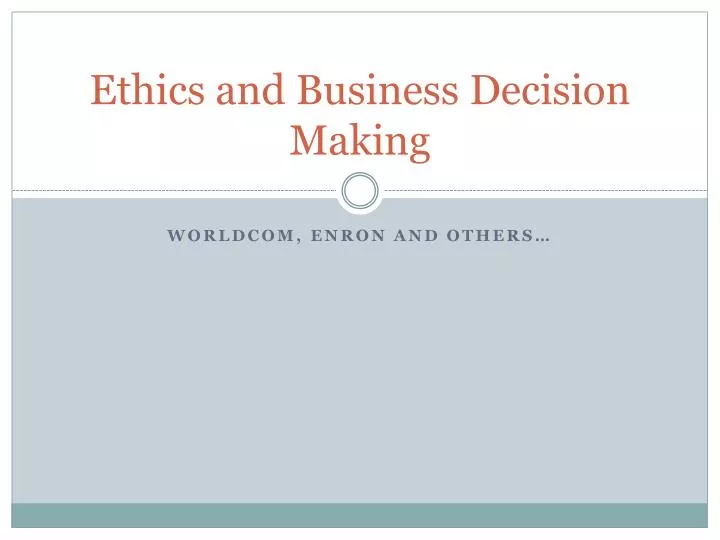 ethics and business decision making