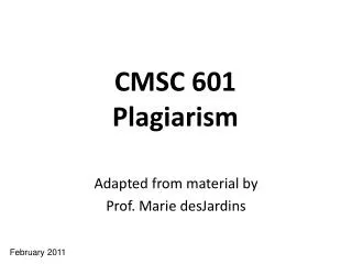CMSC 601 Plagiarism