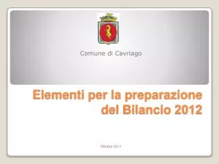 elementi per la preparazione del bilancio 2012
