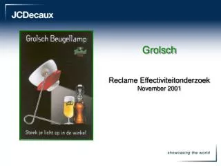 Grolsch Reclame Effectiviteitonderzoek November 2001