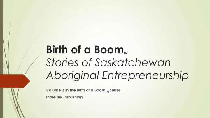birth of a boom tm stories of saskatchewan aboriginal entrepreneurship