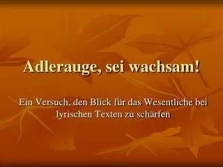 adlerauge sei wachsam