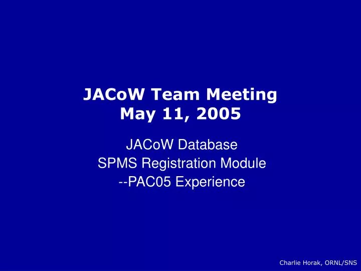 jacow team meeting may 11 2005