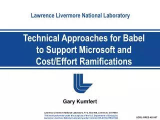 Technical Approaches for Babel to Support Microsoft and Cost/Effort Ramifications