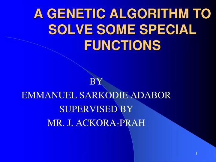 a genetic algorithm to solve some special functions
