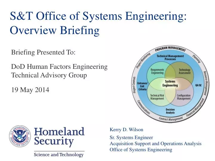 s t office of systems engineering overview briefing