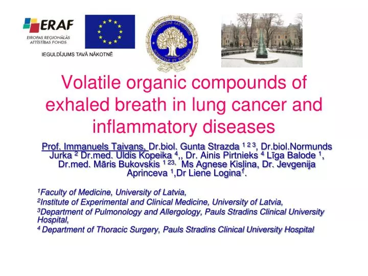 volatile organic compounds of exhaled breath in lung cancer and inflammatory diseases