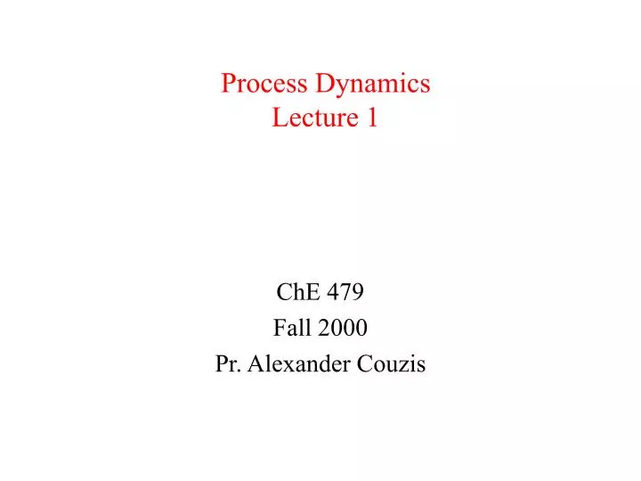 process dynamics lecture 1