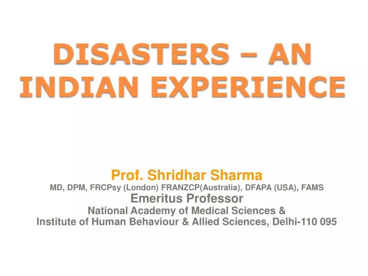 disasters an indian experience