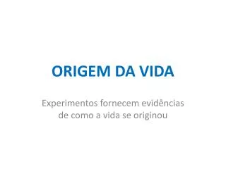 origem da vida