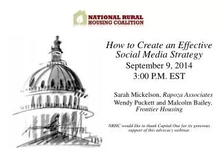 How to Create an Effective Social Media Strategy September 9, 2014 3:00 P.M. EST