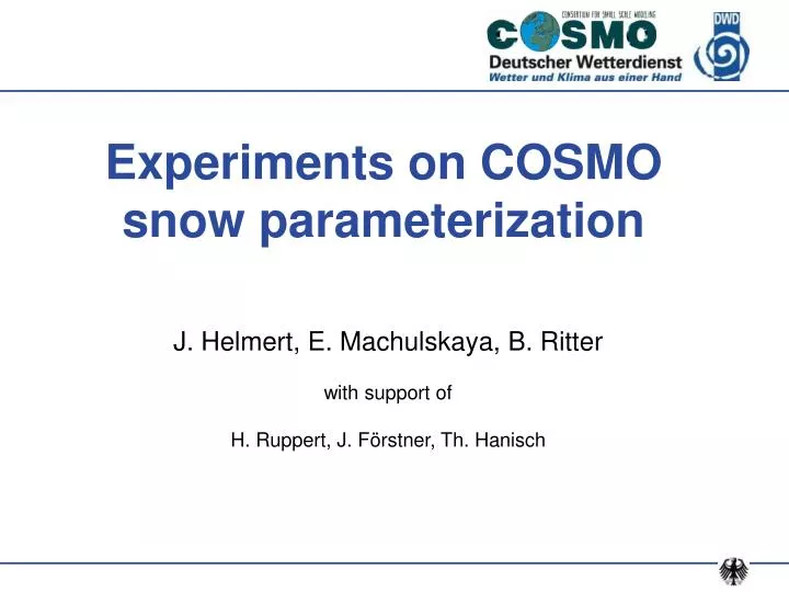 experiments on cosmo snow parameterization