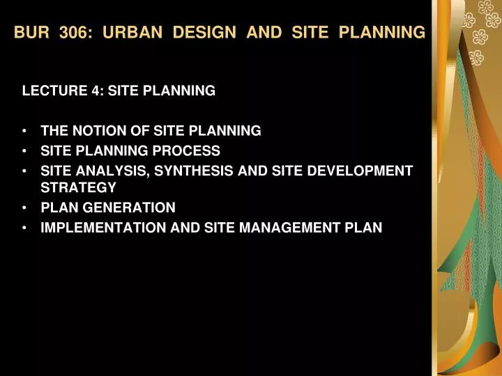 bur 306 urban design and site planning