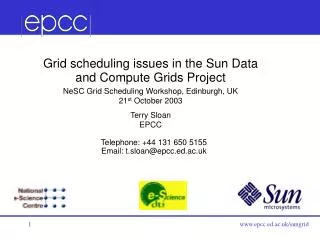 Grid scheduling issues in the Sun Data and Compute Grids Project