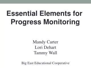 Essential Elements for Progress Monitoring
