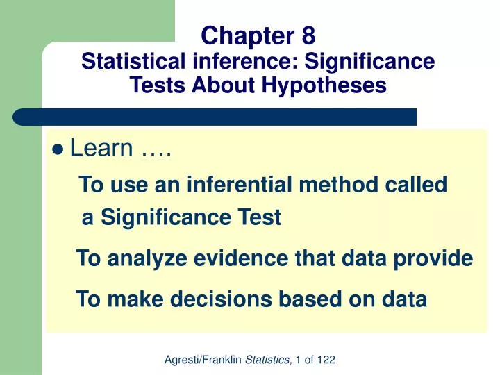chapter 8 statistical inference significance tests about hypotheses