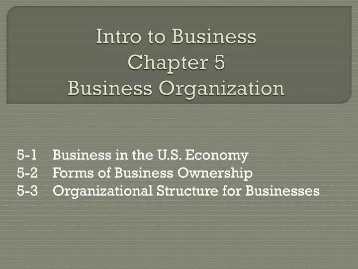 intro to business chapter 5 business organization