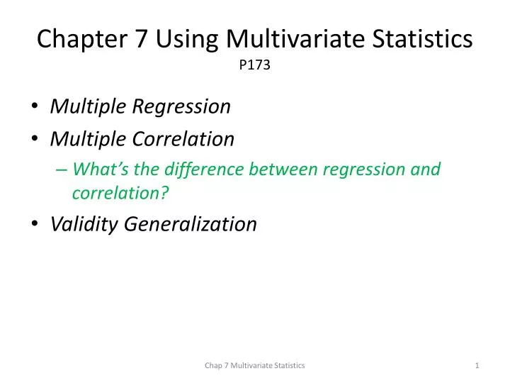 chapter 7 using multivariate statistics p173