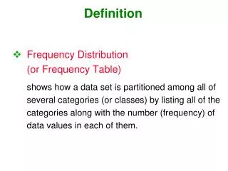 Frequency Distribution (or Frequency Table)