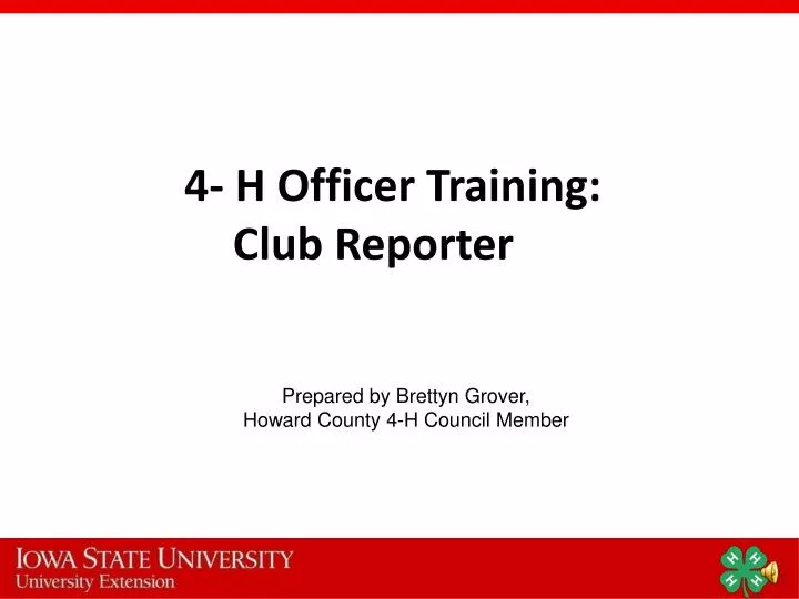 4 h officer training club reporter