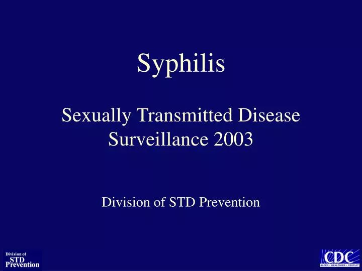 syphilis sexually transmitted disease surveillance 2003
