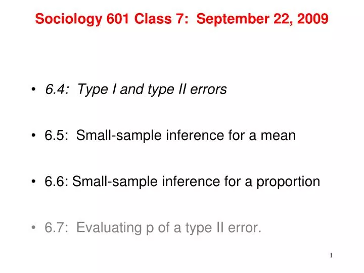 sociology 601 class 7 september 22 2009