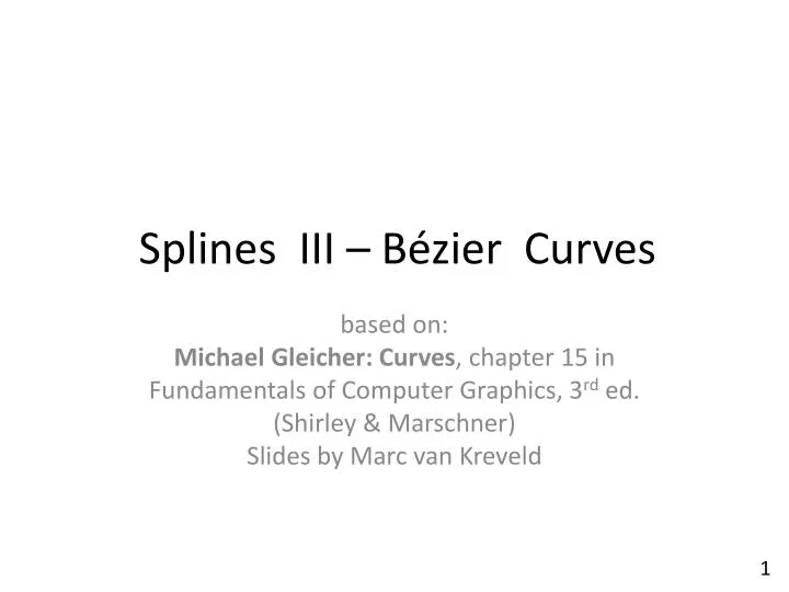 splines iii b zier curves