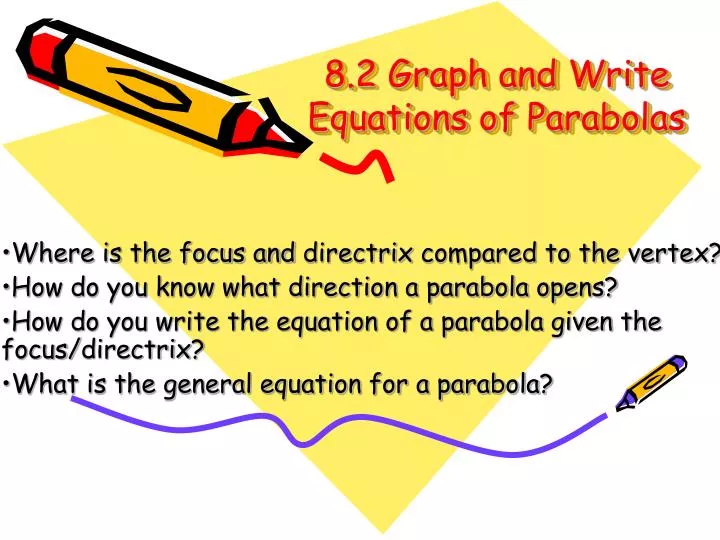 8 2 graph and write equations of parabolas