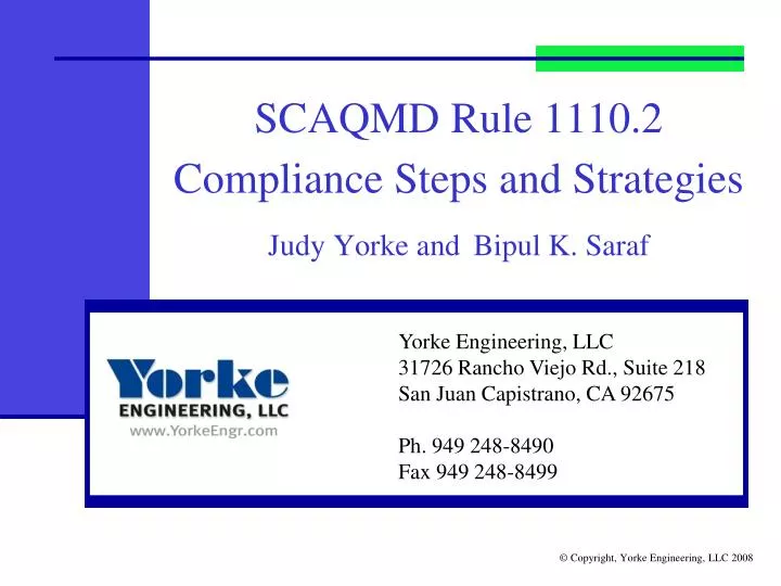 scaqmd rule 1110 2 compliance steps and strategies judy yorke and bipul k saraf