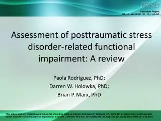 Assessment of posttraumatic stress disorder-related functional impairment: A review