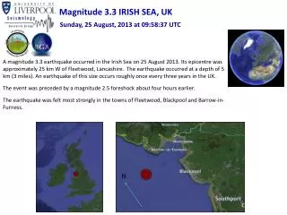 Magnitude 3.3 IRISH SEA, UK