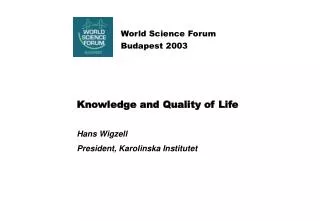 World Science Forum Budapest 2003