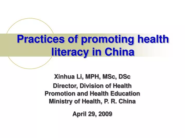 practices of promoting health literacy in china