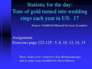 Statistic for the day: Tons of gold turned into wedding rings each year in US: 17