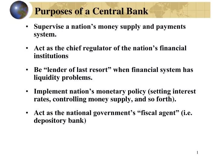 purposes of a central bank