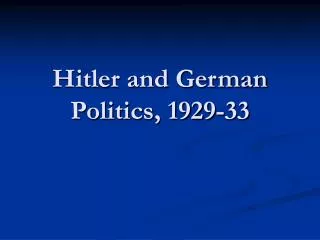 Hitler and German Politics, 1929-33