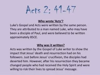 Acts 2: 41-47