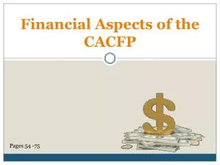 Financial Aspects of the CACFP