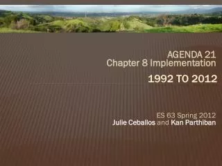 AGENDA 21 Chapter 8 Implementation