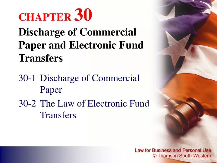 chapter 30 discharge of commercial paper and electronic fund transfers