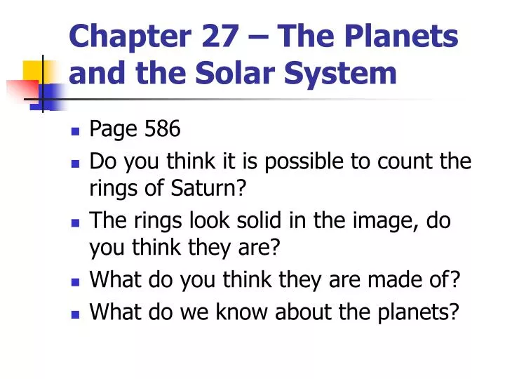 chapter 27 the planets and the solar system