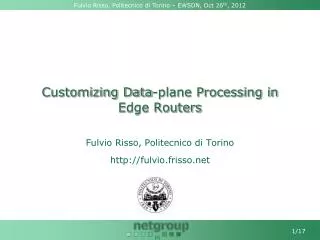 Customizing Data-plane Processing in Edge Routers
