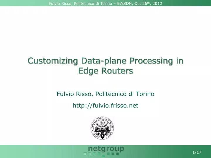 customizing data plane processing in edge routers