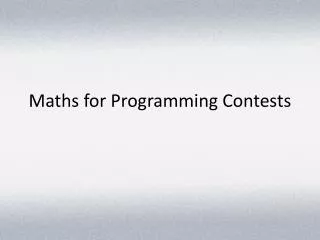 Maths for Programming Contests
